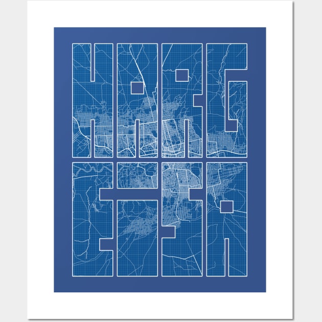 Hargeisa, Somalia Map Typography - Blueprint Wall Art by deMAP Studio